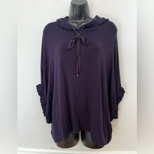 Babeau Navy Hooded Short Sleeve Top, Size Large